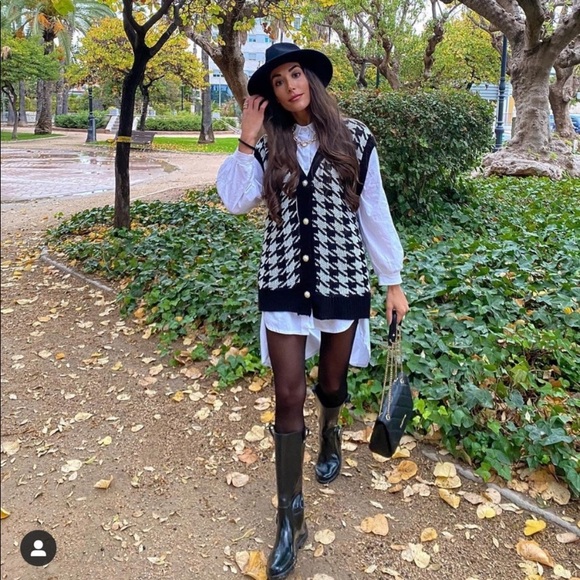 MANGO houndstooth knit jeweled vest blogger favorite - Picture 9 of 16